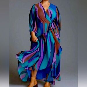 NWT Anthropologie Hutch Plus Geo Abstract Wrap Maxi Dress Size 2X